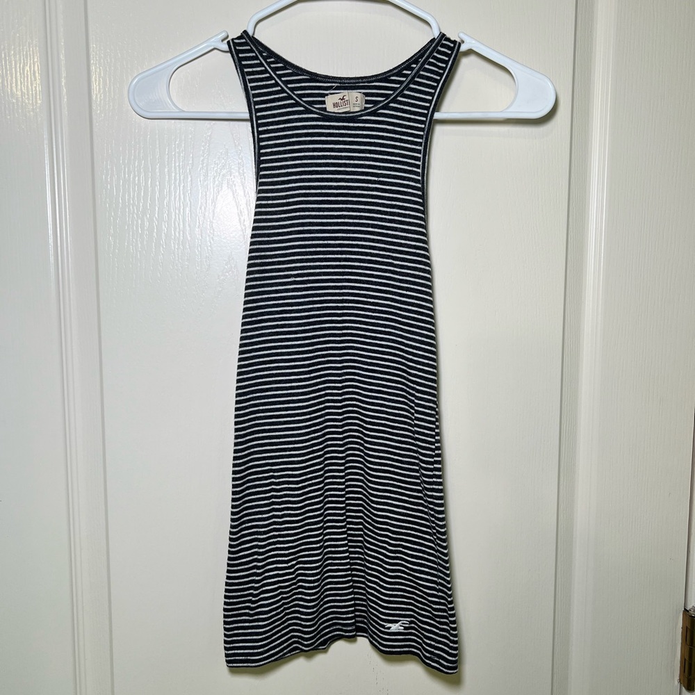 Hollister black and white striped tank top